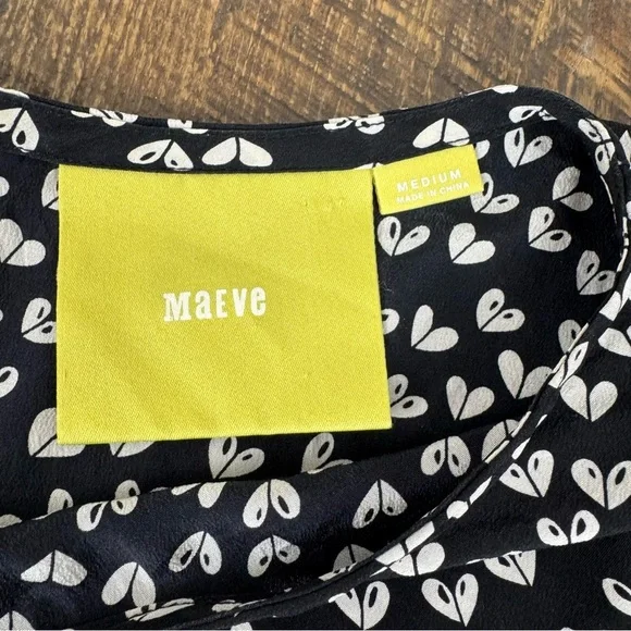 Maeve Silk Heart Print Blouse Medium Anthropologie Cottagecore Top - Picture 2 of 6